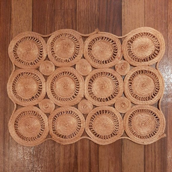 6 Boho Sisal Straw Placemats Farmhouse Vintage Boho - Picture 3 of 8